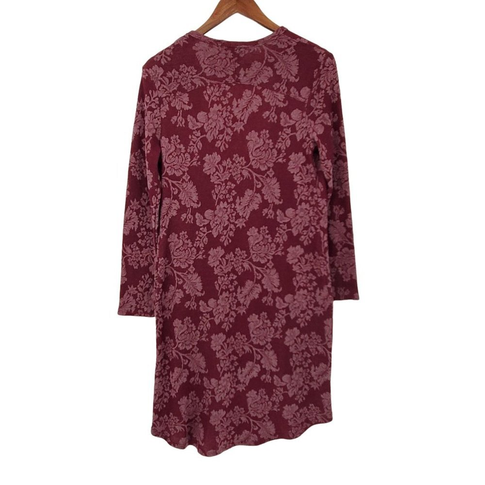 Knox Rose Womens Open Front Floral Duster Cardigan Sweater Size S Maroon Pockets - Picture 2 of 11